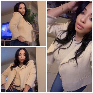 Ann Taylor Factory Cream Textured Jacket